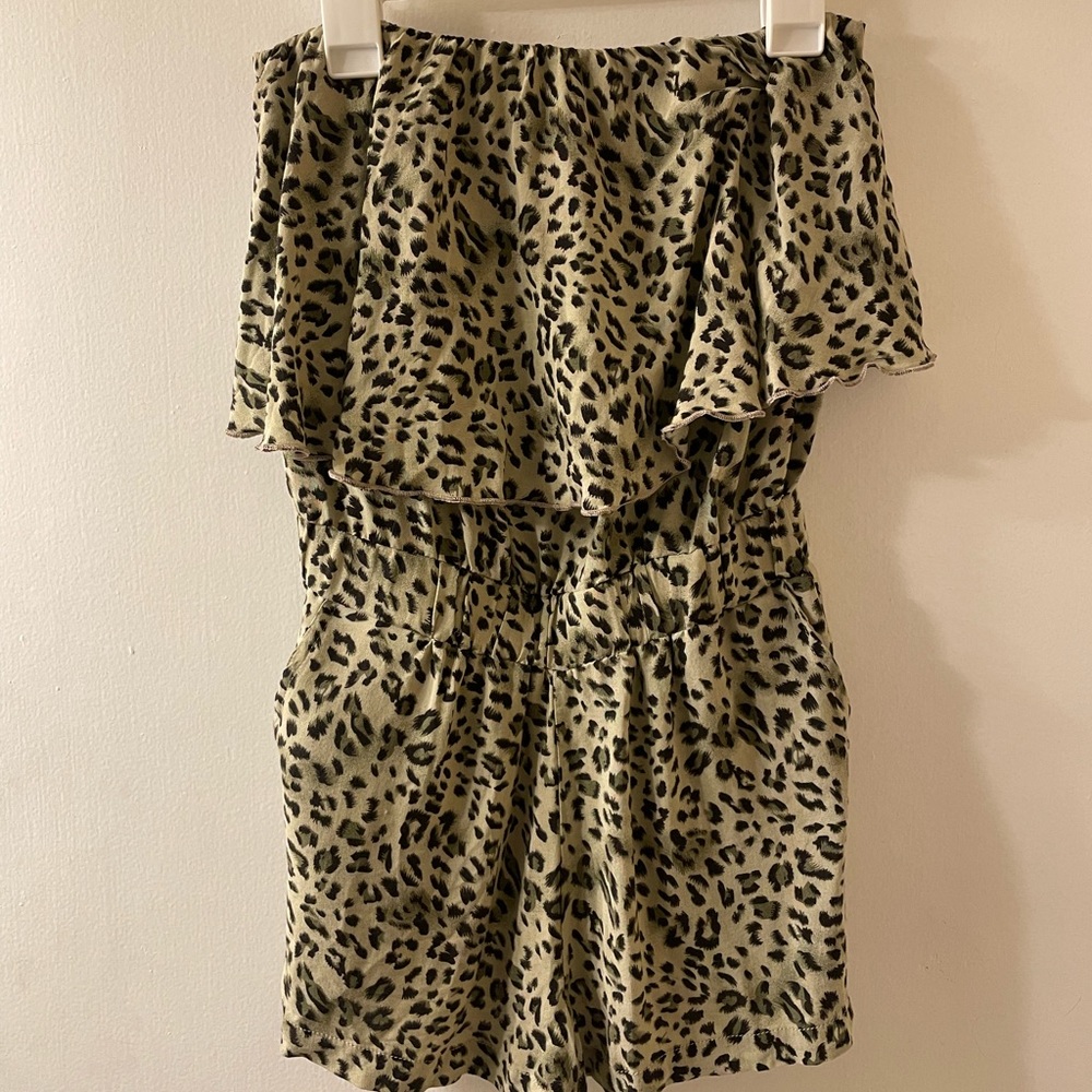 Charlotte Russe Leopard Print Romper with Pockets